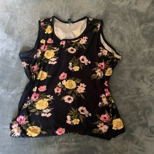Flower navy blue tank top